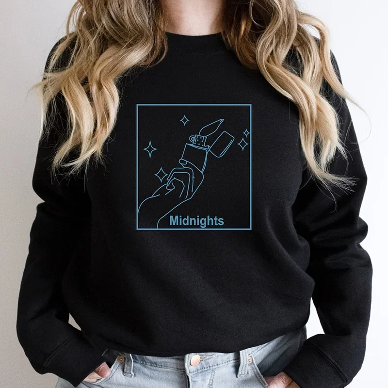 Meet Me At Midnight Women Sweatshirt Midnights Album Retro Hoodies The Stories of 13 Sleepless Nights Midnights Merch Jumper Top