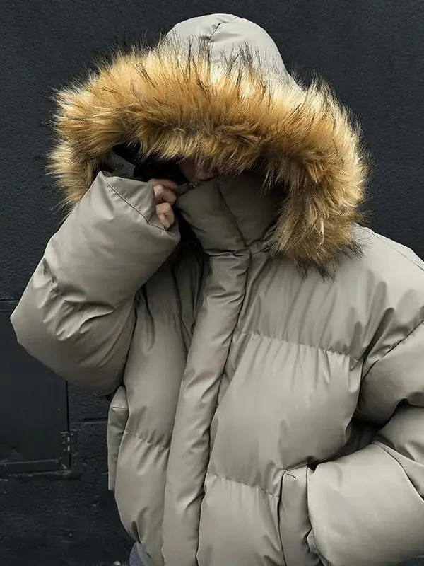 

Осень-зима парки из искусственного меха с капюшоном мужские 2000-х годов американские винтажные куртки пальто панк Harajuku свободные повседневные толстовки на молнии