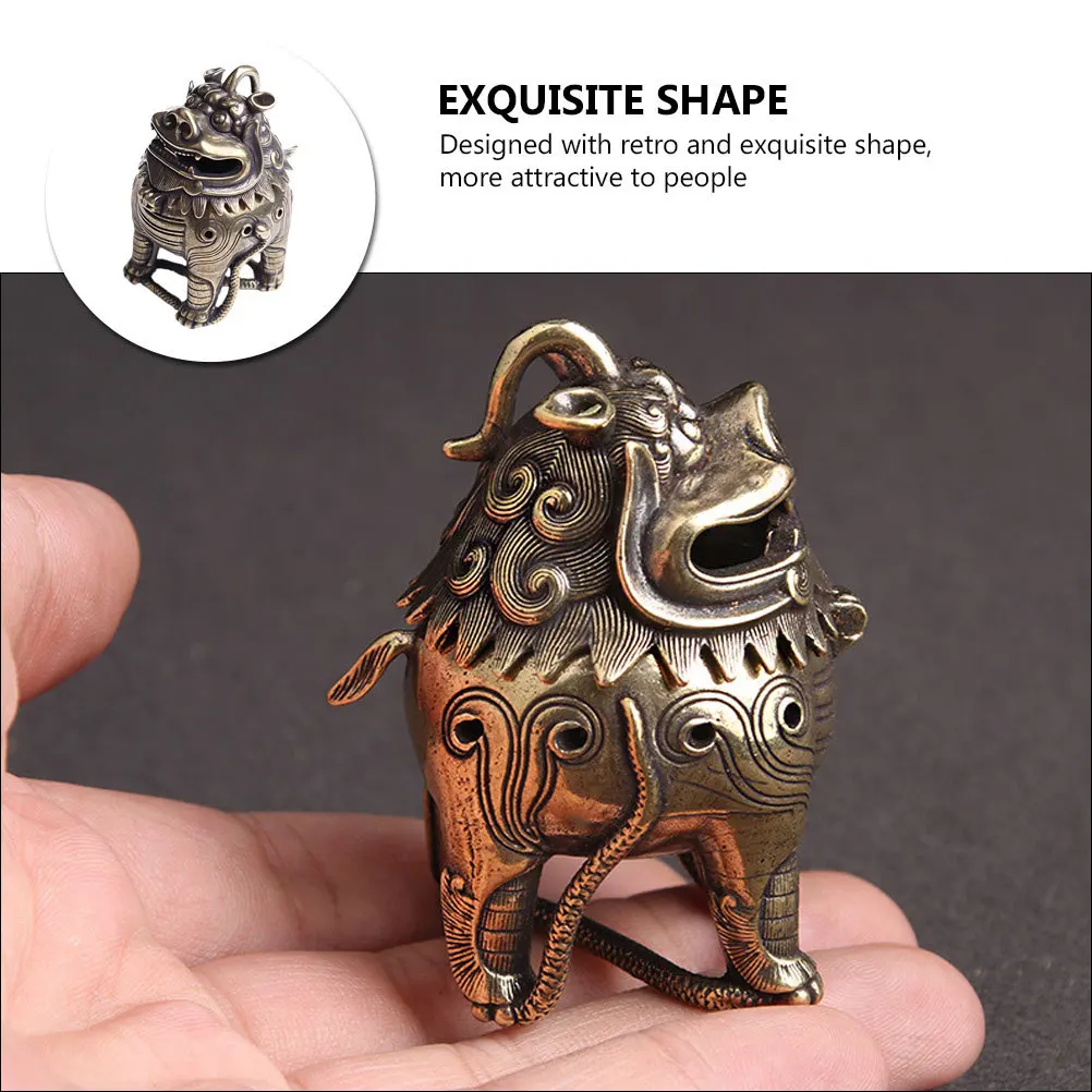 

Copper Incense Burner Censer Ornament Light Brown Retro Exquisite Shape Art Work Gift for Living Room Bedroom Home Censer