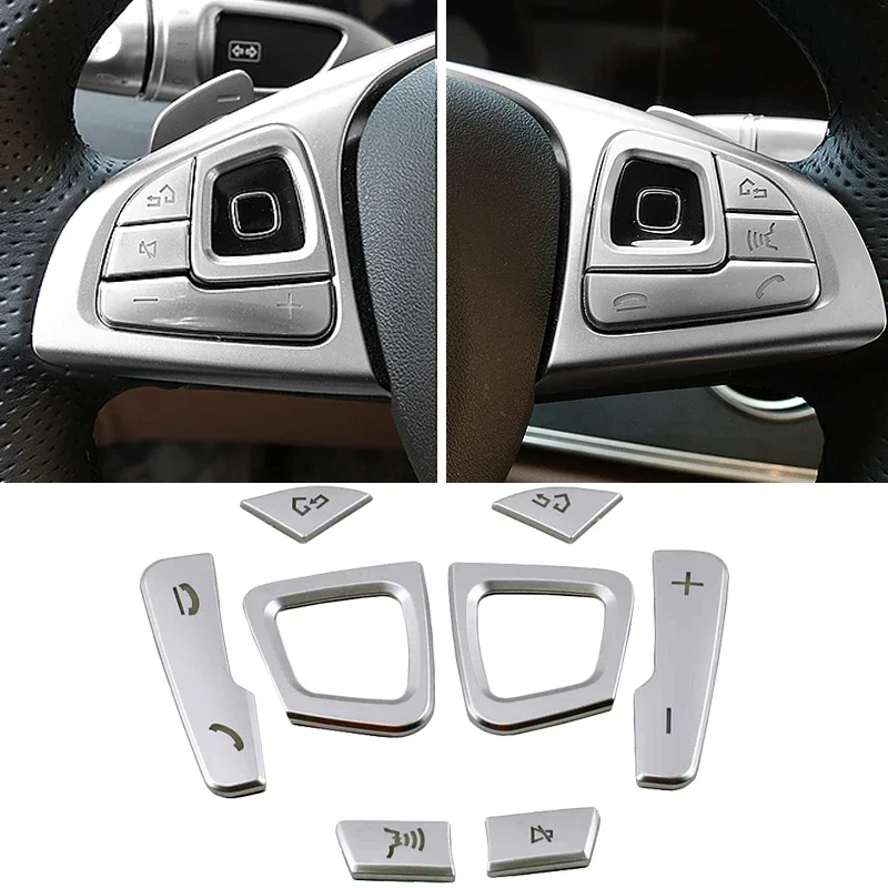 

Car Steering Wheel Buttons Knob Trim Cover Sticker Auto Interior Accessories Styling For Mercedes Benz E Class W213 Button Frame