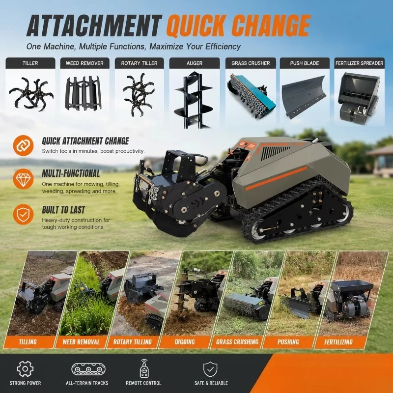 In Stock Fast Delivery With Push Shovel Durable Crawler Robot Remote Control Lawn Flail Mowers