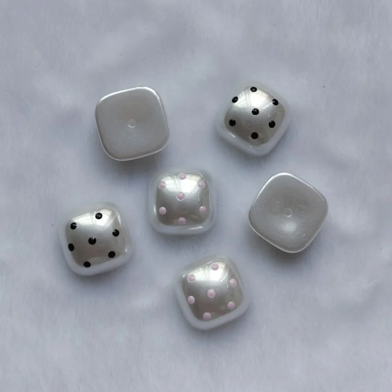 Wholesale 90pcs/lot 16mm color dots print geometry square shape acrylic cabochon beads diy jewelry garment hair accessory