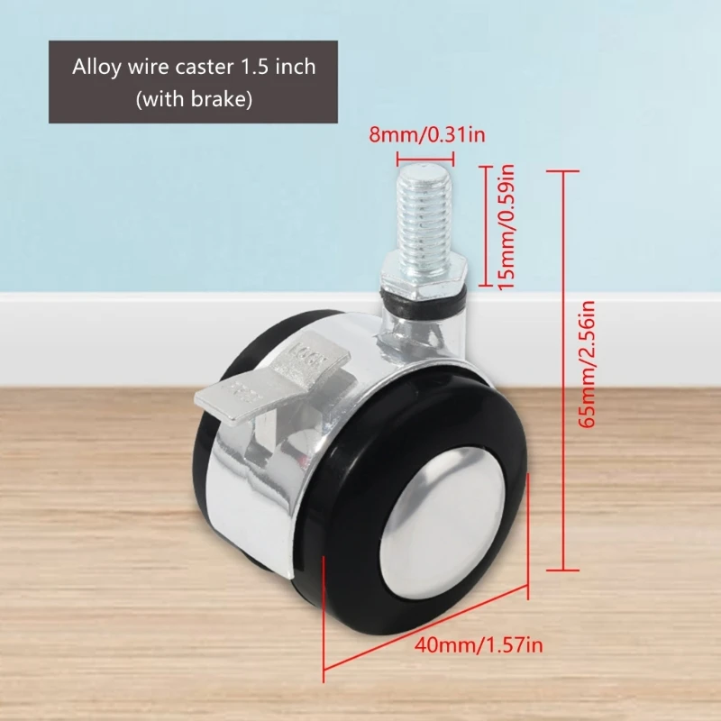 Quiet Rolling Casters For Chairs Tables Storage Units Furniture With 360 Degree & Easy Mounting Hardware Included 601A