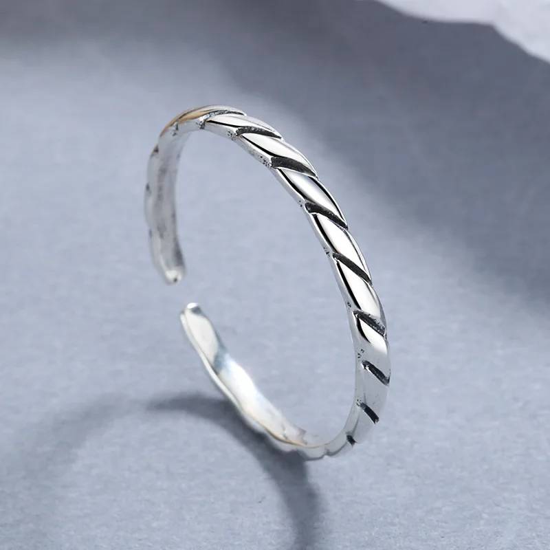 RYJU 925 Sterling Silver Fashion Retro Twist Ring anello di apertura creativo per Wome Punk Gothic Jewelry minimalista Hiphop Jewelry