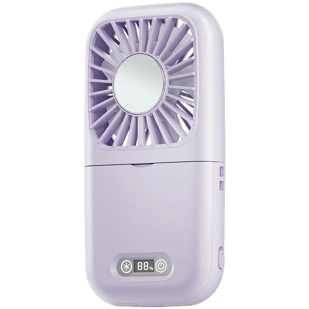 Neck-Worn Rechargeable Fan with Integrated Touch-Controlled LED Mirror and 5-Cooling Levels for Hands-Free Operation