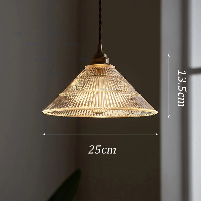 Nostalgic Brass Suspension Light Glass Cone Pendant Lamp Hotel Cafe Loft Bar Dining Living Bedroom Hanging Ceiling Chandelier