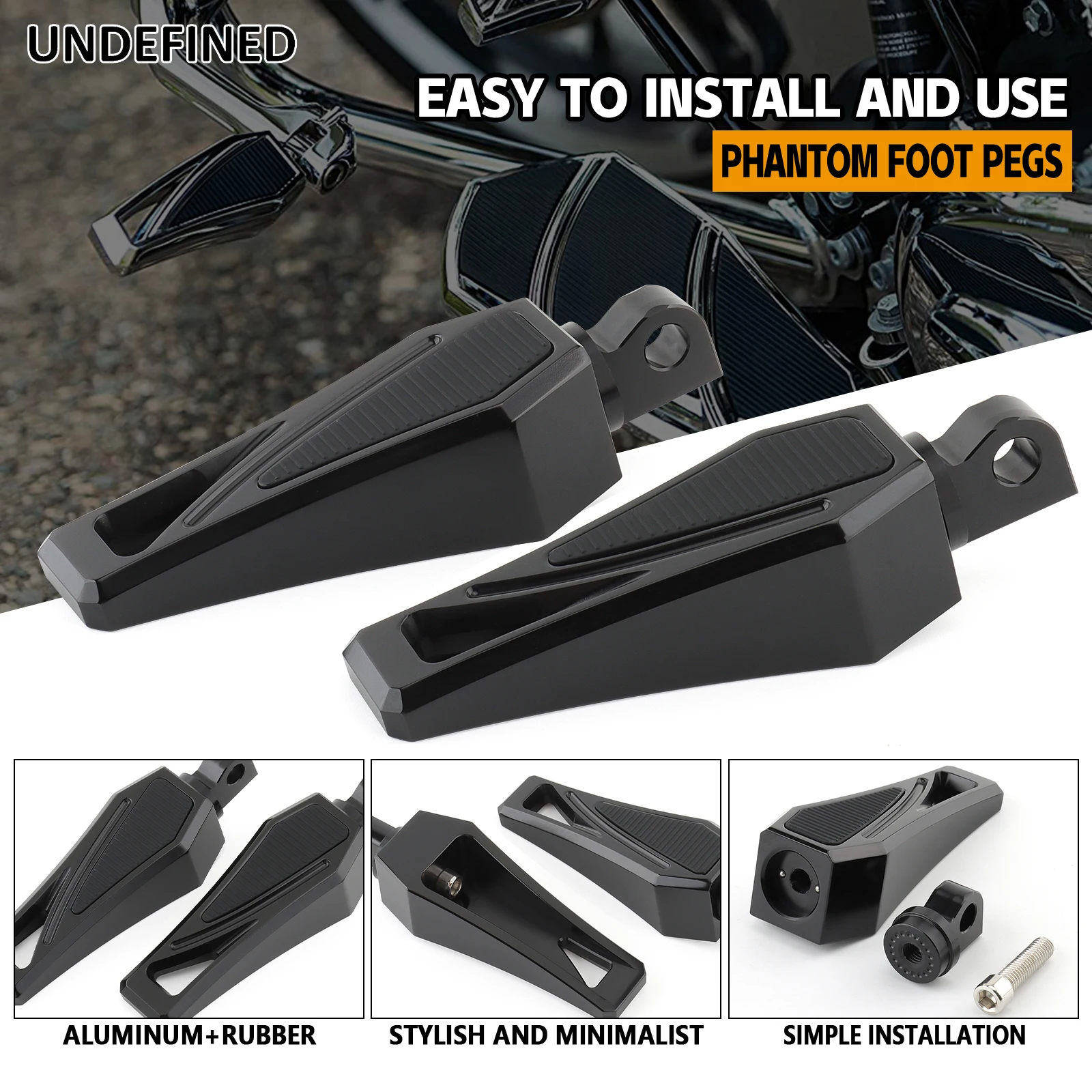 

Black Phantom Motorcycle Floorboards Foot Pegs Pedals Footpegs For Harley Touring Road King Street Glide Softail Dyna Fat Bob