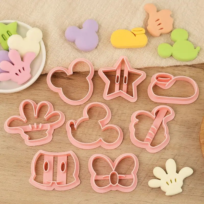 Disney Mickey Mouse Biscuit Mold 8 Piece Set Cartoon Cookie Die Cutting 3D Pressed Fondant Baking Tools Party Gifts