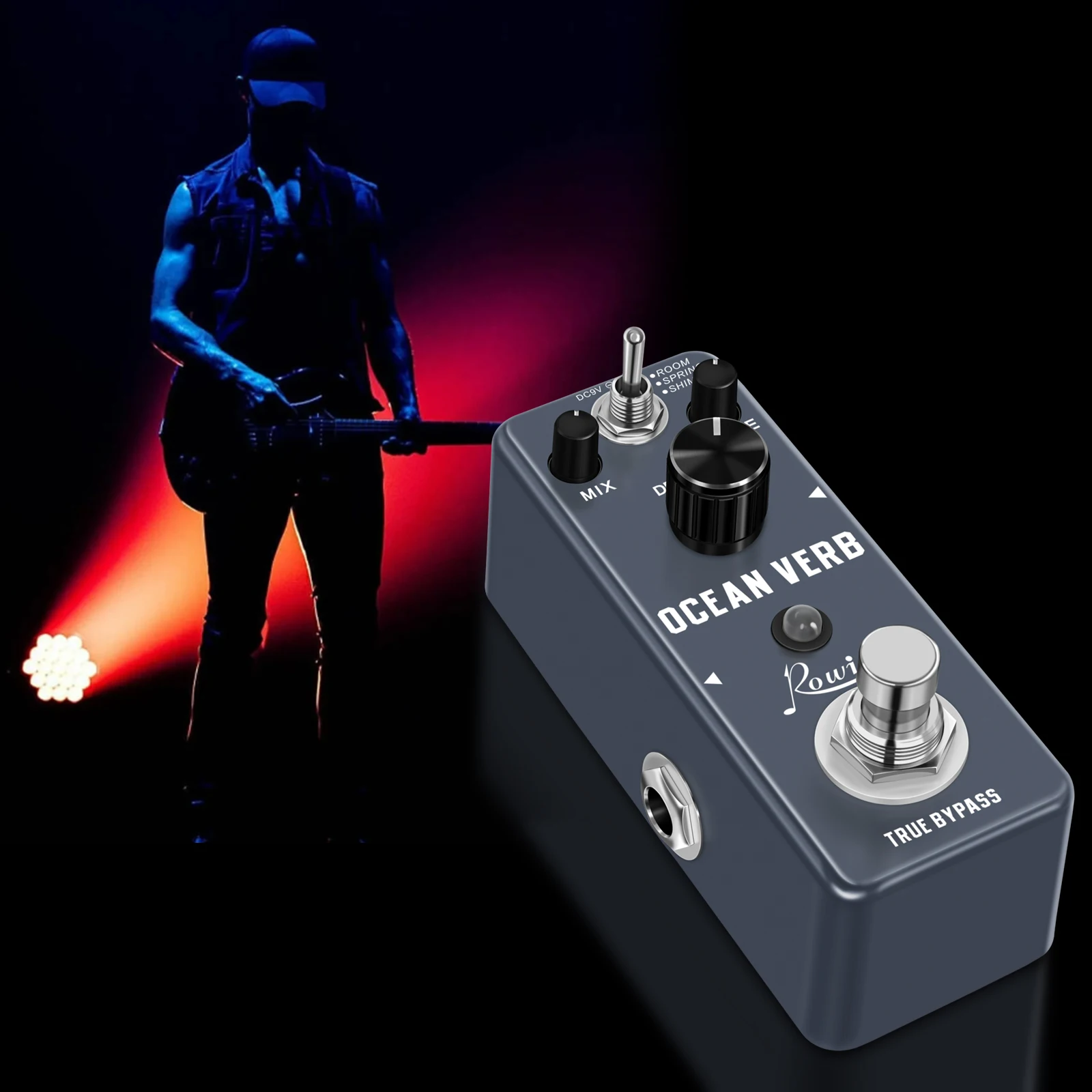 Rowin  Digital Reverb Pedal Guitar Ocean Verb Pedals Room Spring Shimmer 3 Modes Wide Range With Storage Of Timbre Pedal