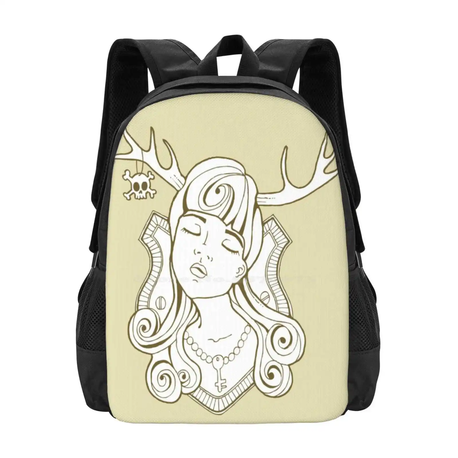 Trophy Wives Three Hot Sale Schoolbag Backpack Fashion Bags Trophy Wives Wife Plaque Taxidermy Antlers Skull Heart Locket