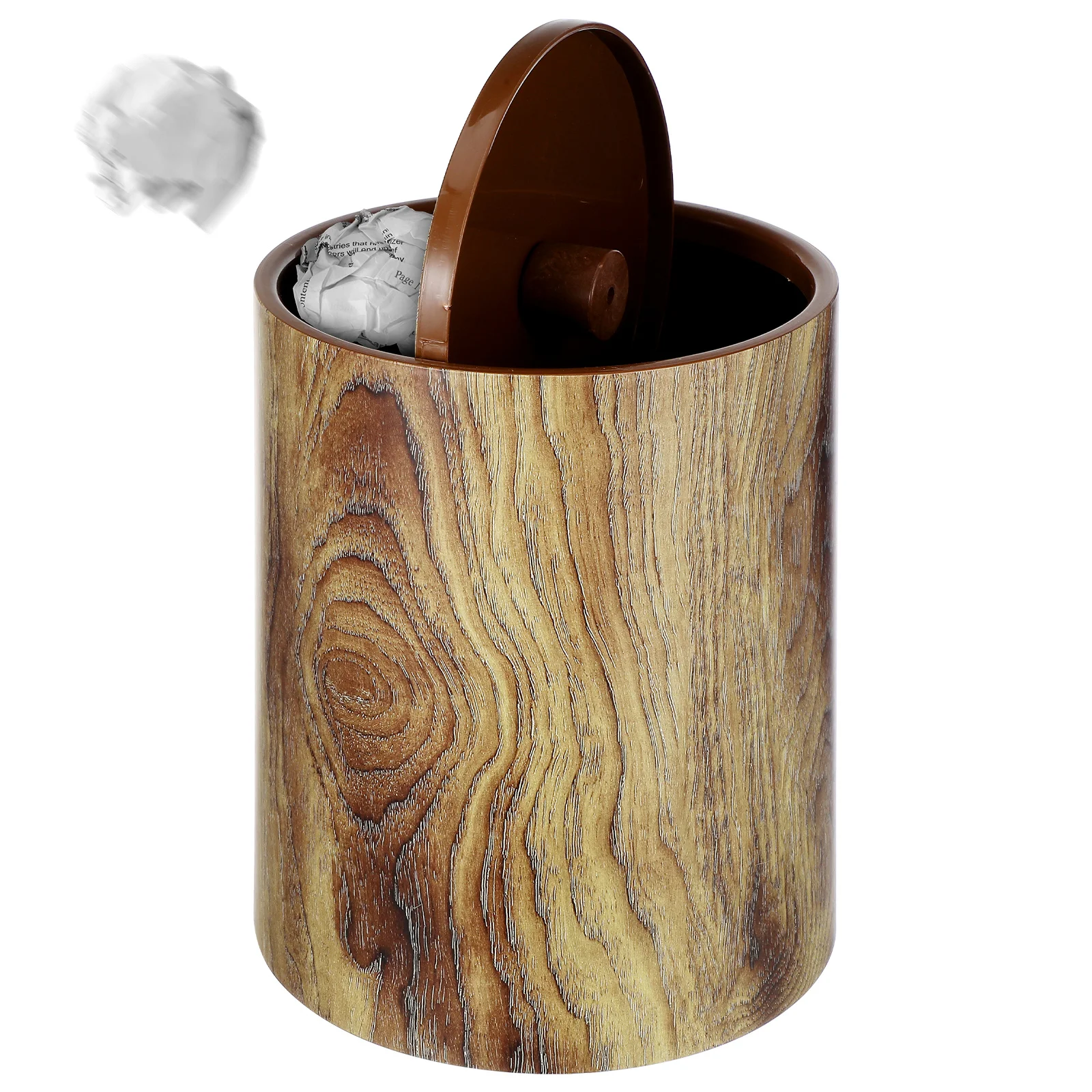 

Imitation Wood Grain Trash Can Large Capacity Swing Lid Home Office Bathroom Household Garbage Bin Plastic Waste Bin Kitchen