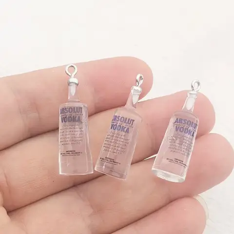 10pcs Water Bottle Charms Simulation Vodka Bottle Charms,For Jewelry Making DIY Jewelry Findings Designer Charms, Earring Charms