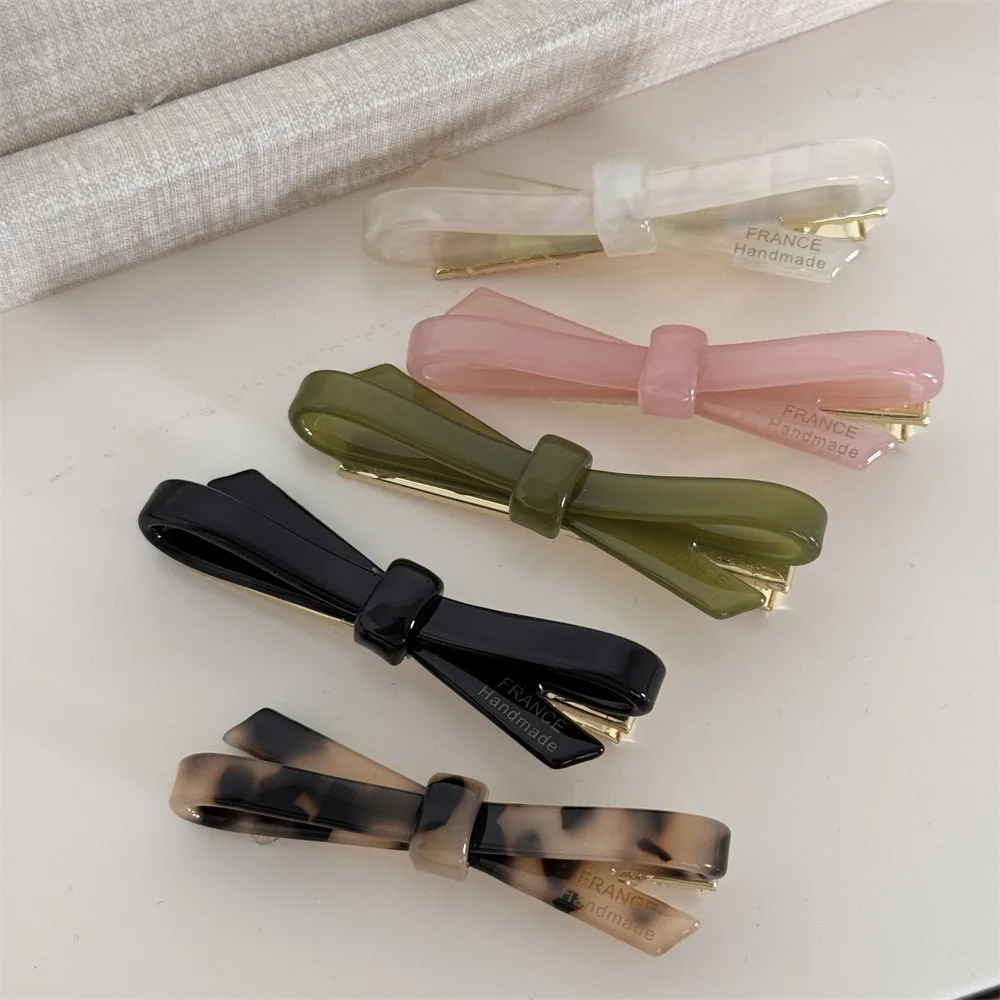 

Trendy Korean Bow Hair Clip Elegant Acetate Hair Accessory Hair Clamps Girl Women Duckbill Clip