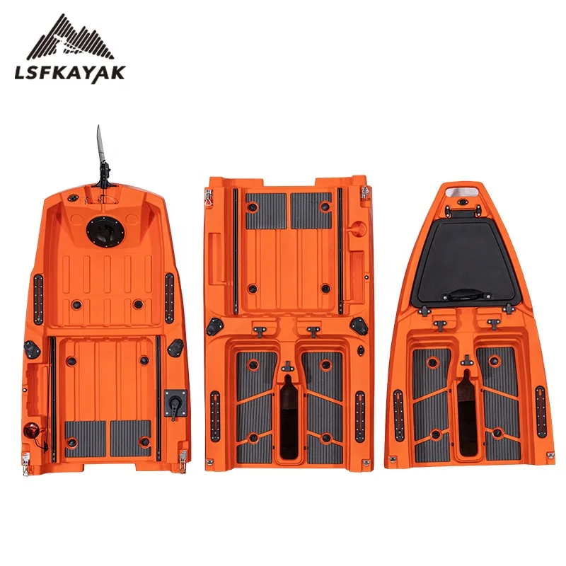 Three Pieces Single or Double Pedal Kayak Modular Plastic Fishing Detachable Kayak With Propeller Pedal Drive System