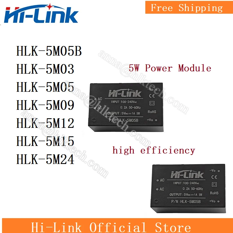 

Hi-Link HLK-5M05B 5M03 5M05 5M09 5M12 5M24 Hi-Link 110V 220V To 3.3V 5V 9V 12V 24V CE Standard ACDC Power Converter Module