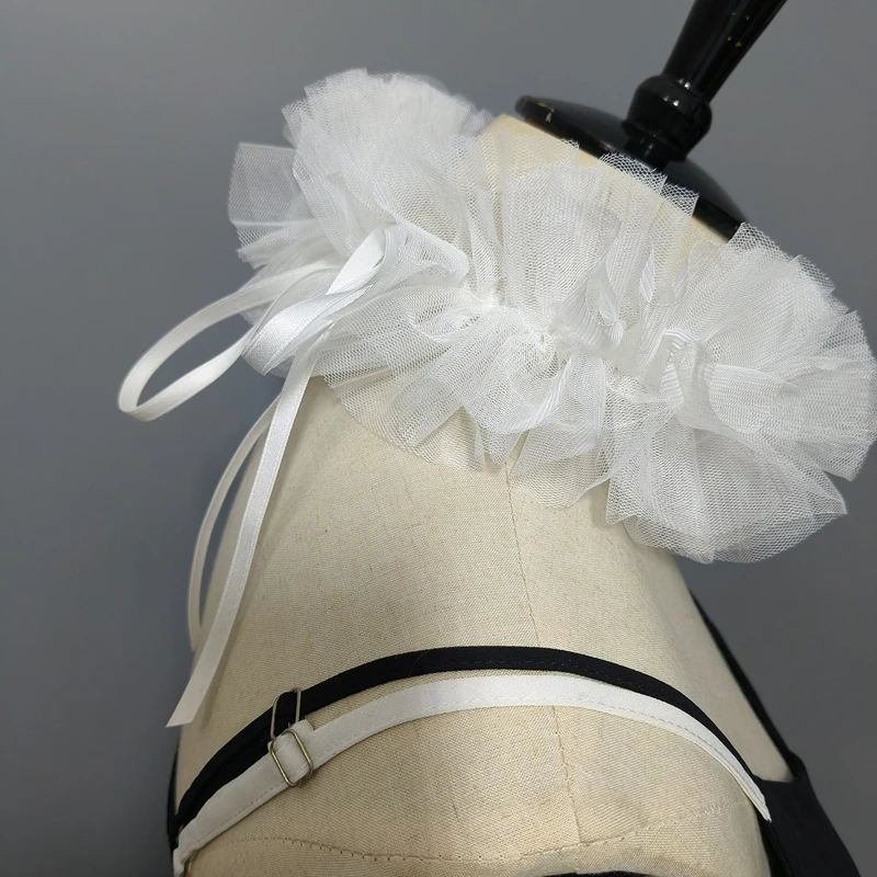 Mesh Small Puffy Collar Scarf Palace Tulle Ruff Collar Lace Neck Layered Ruffle Decorative Fake Collar Cosplay Costume Accessory