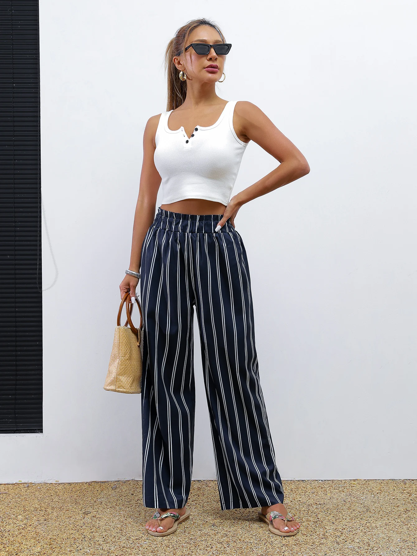 Womens Trousers Digital Printing fashion Elegant Casual japanese style European and American Korean Style