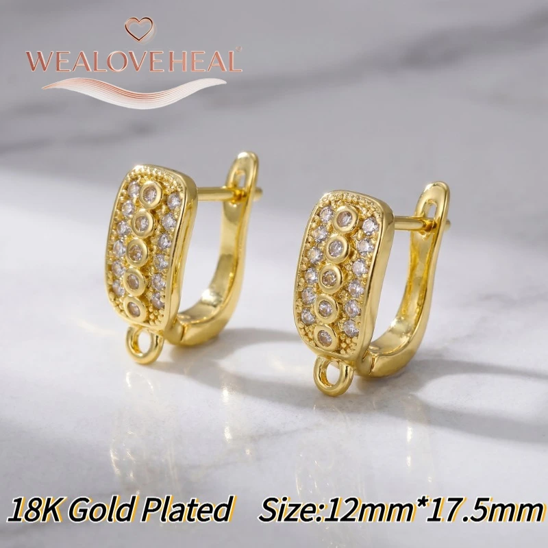 schmuckherstellung zubehör，18K Vergoldete Messing-Ohrhaken mit Zirkonia-Besatz und Öffnung, Funkelnde Zirkon-DIY-Schmuckteile für Ohrringherstellung – Detail 26
