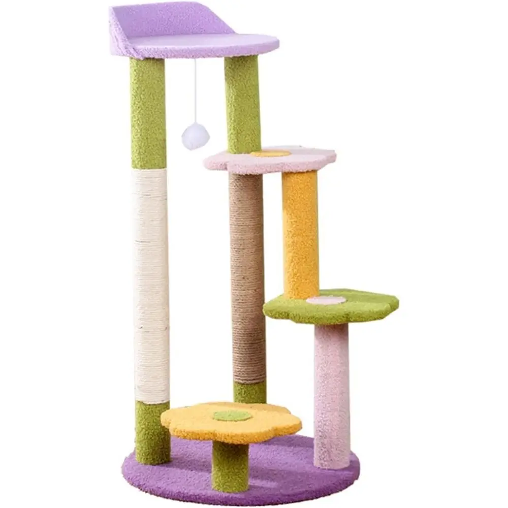 

Трехуровневая домашняя кошачья лежанка-башня с зоной для туалета, элементами для лазания и когтеточками