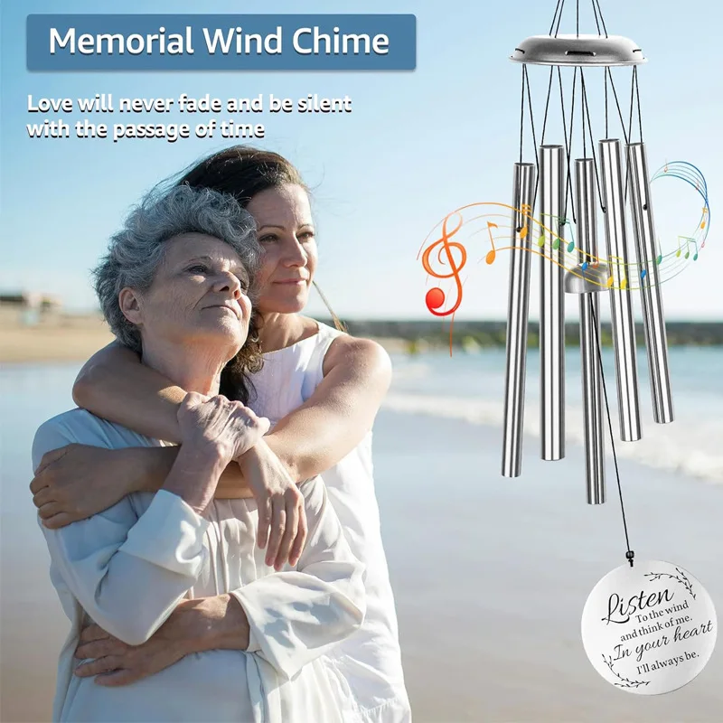 Hot Sale Aluminum Tube Wind Chimes 6 Bell Pendant With Hook Auspicious Clear Elegant Sound Indoor Outdoor Home Wedding Memorial