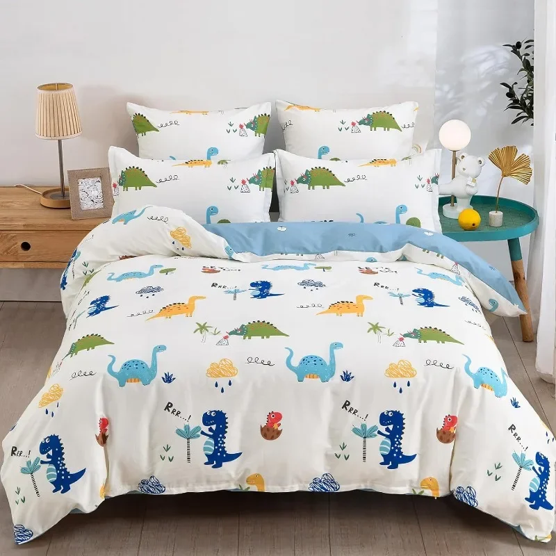 

Kids Duvet Cover Set Full, Cotton Dinosaur Kids Bedding Set for Boys Girls, Soft Breathable Comforter Cover Set