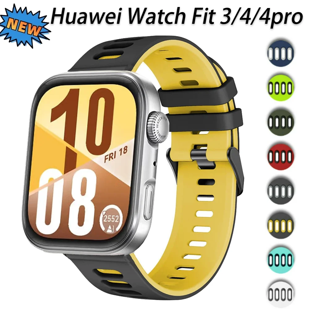 Two Color Silicone Strap for Huawei Watch Fit 4/5pro Breathable Comfortable Bracelet for Huawei Watch Fit 3 4 5 Replaceable Band