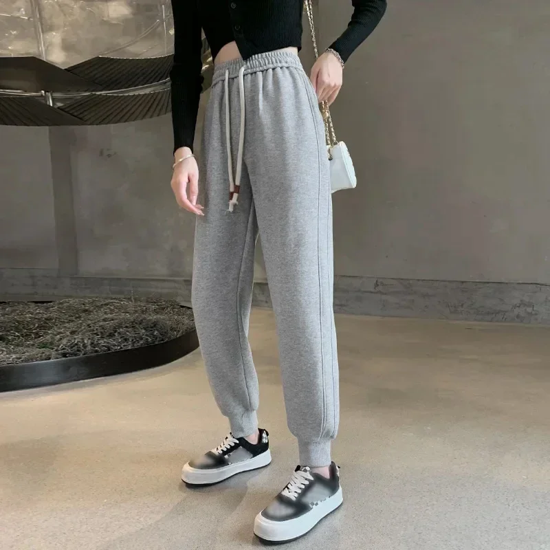 

Fashion New Loose Elastic Waist Drawstring Sport Trousers 2023 Casual Cotton Women Harem Pants Solid Ladies Sweatpants 30253