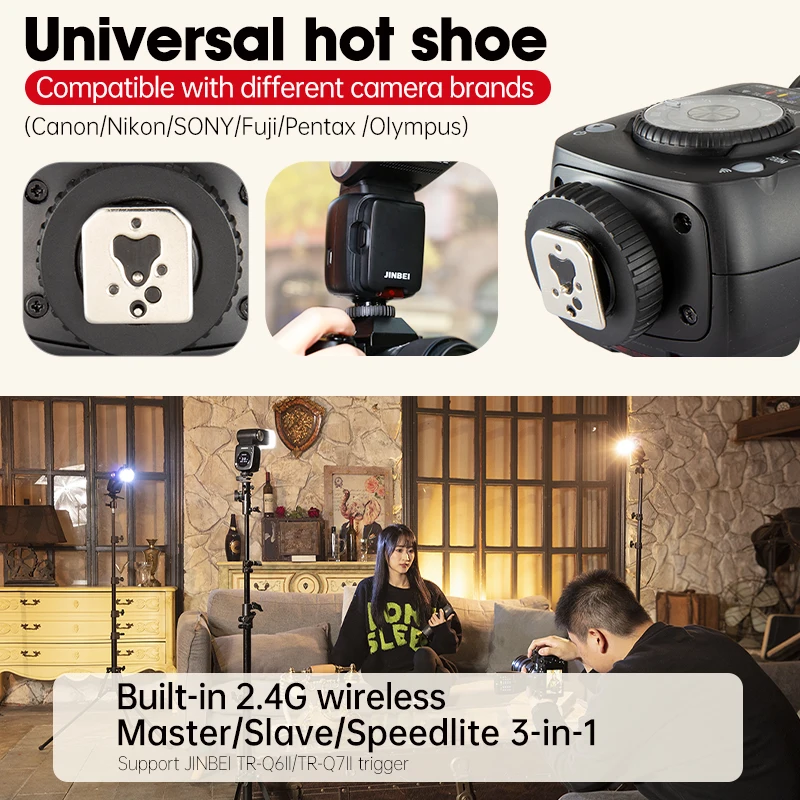 JINBEI HI460SE Retro Speedlite zintegrowany Hot Shoe aparat Flash TTL Speedlight uniwersalny dla Nikon Fuji Canon Sony