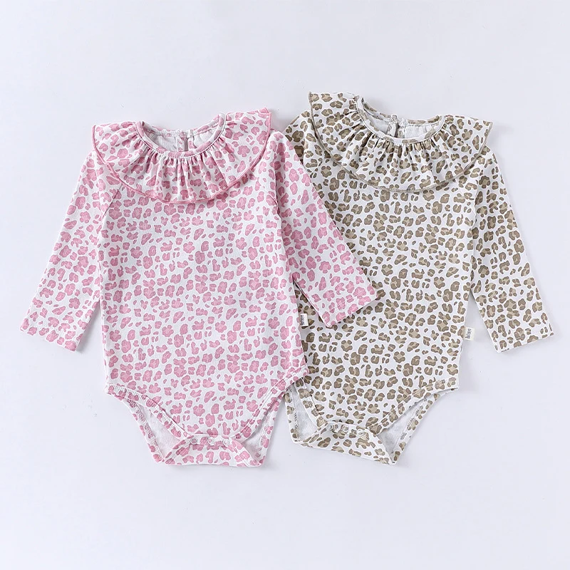 0-24M Leopard Baby Girl Romper Newborn Kid Baby Clothes Cotton Long Sleeve Jumpsuit Elegant Cute Sweet Princess Outfit