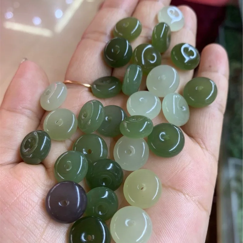 Hetian Jade Qinghai Material Accessories, Round Ring Clasp, Translucent And Smooth, Matching Decoration 12Mm