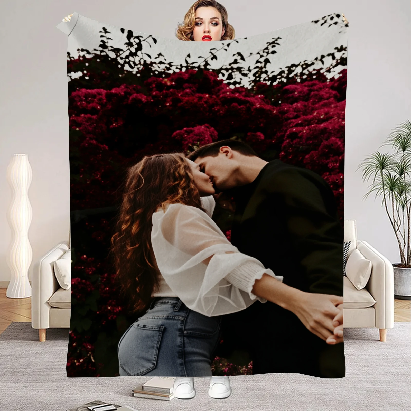 Custom Photo Flannel Blanket - Personalized Image Print, Soft & Cozy for All Seasons, Perfect Gift for Family & Friends
