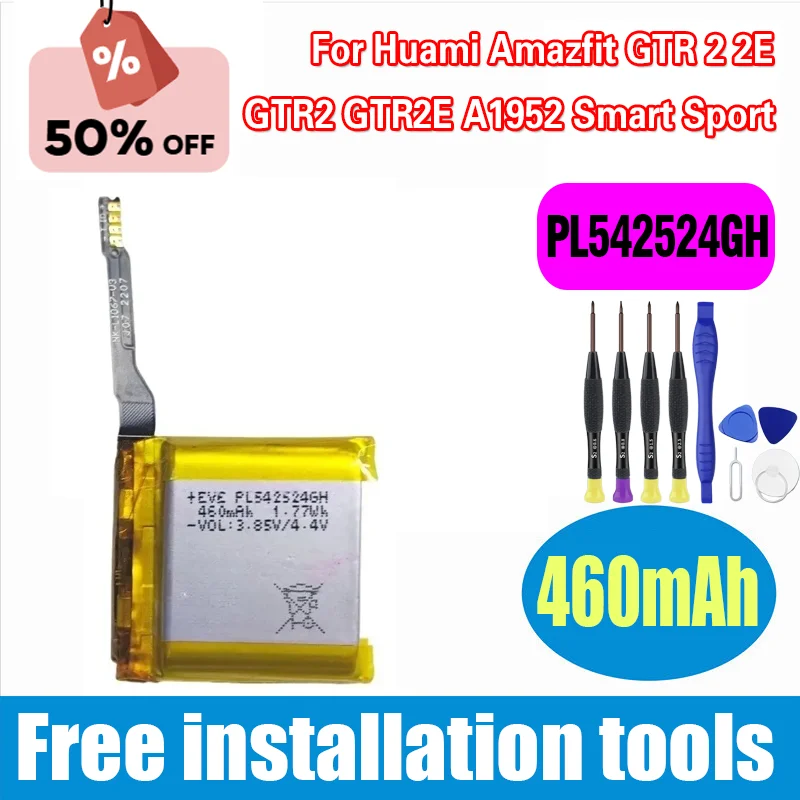 

PL542524GH Watch Batteries 3.85V 460mAh for Huami Amazfit GTR 2 2E GTR2 GTR2E A1952 PL552624 542524 Smart Sport