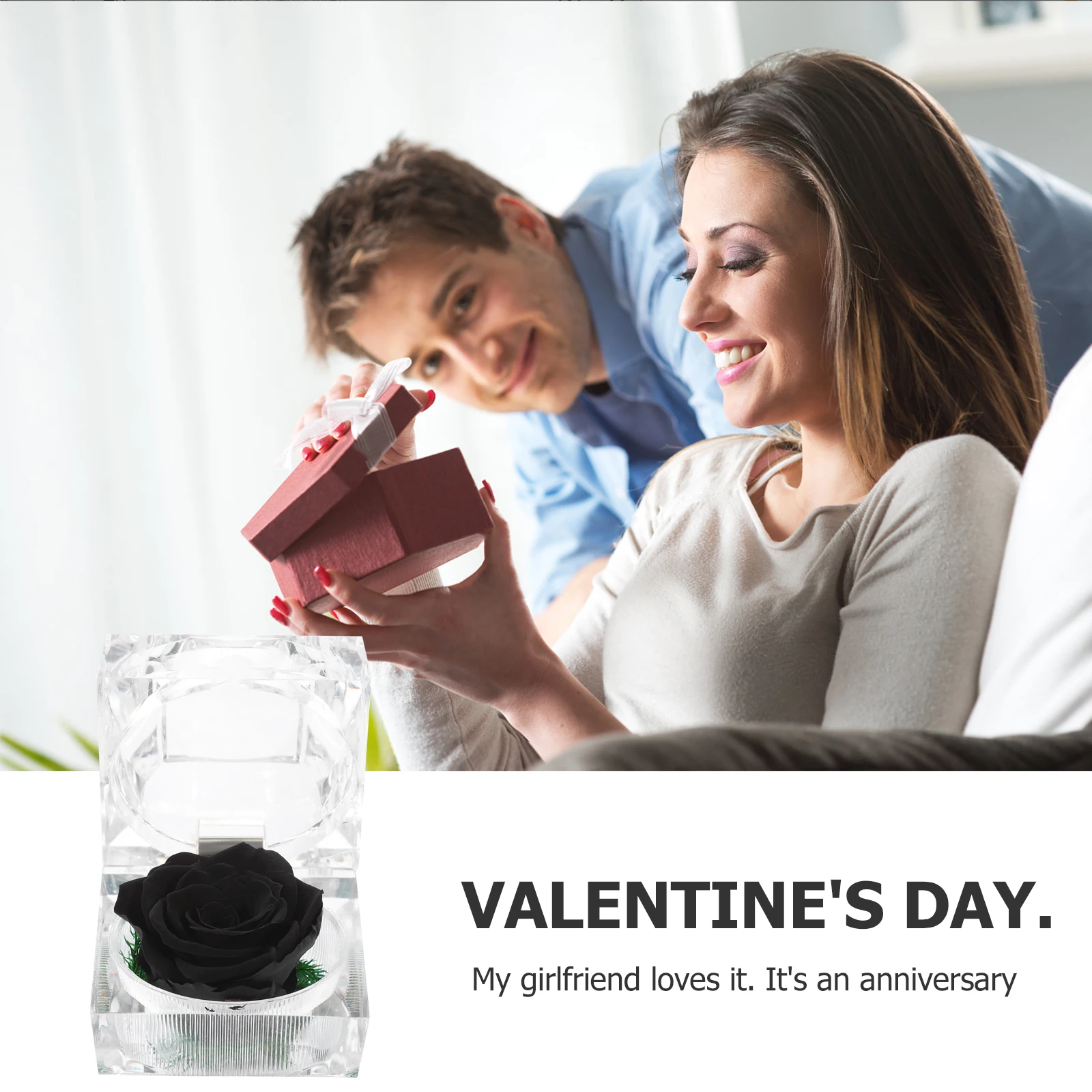 

1pcs preserved Fresh Rose Glass Dome Flower Gift For Valentine'S Day Wedding Anniversary Birthday Christmas Ribbon Decorated