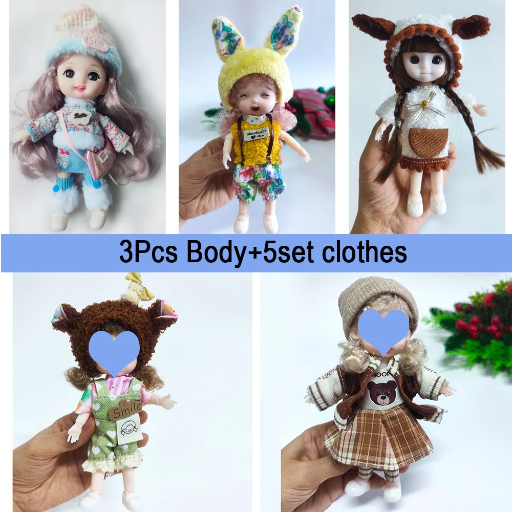 BJD Toys 5PCS/set Clothing Replaceable 3PCS Pointed Ball Joint Doll Desktop Decorative Ornaments Cute Girl Birthday Gift