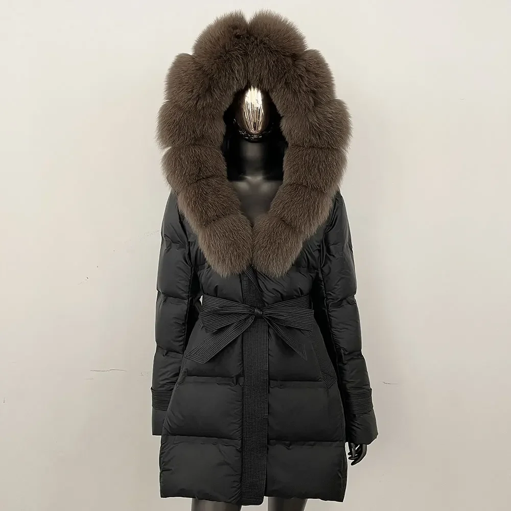 Lady Real Fox Fur Coat Thick Natural Raccoon Fur Coat New Winter Down Jacket Women Puffer Jacket White Duck Down Jacket Female