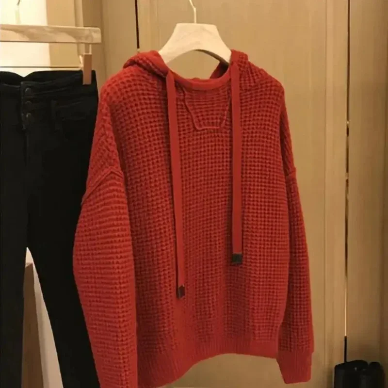 Knit Sweater Male Pullovers Plain Solid Color Men\'s Clothing Hoodies Coat Jacket Red Fashion 2024 High Quality Replica Elegant A