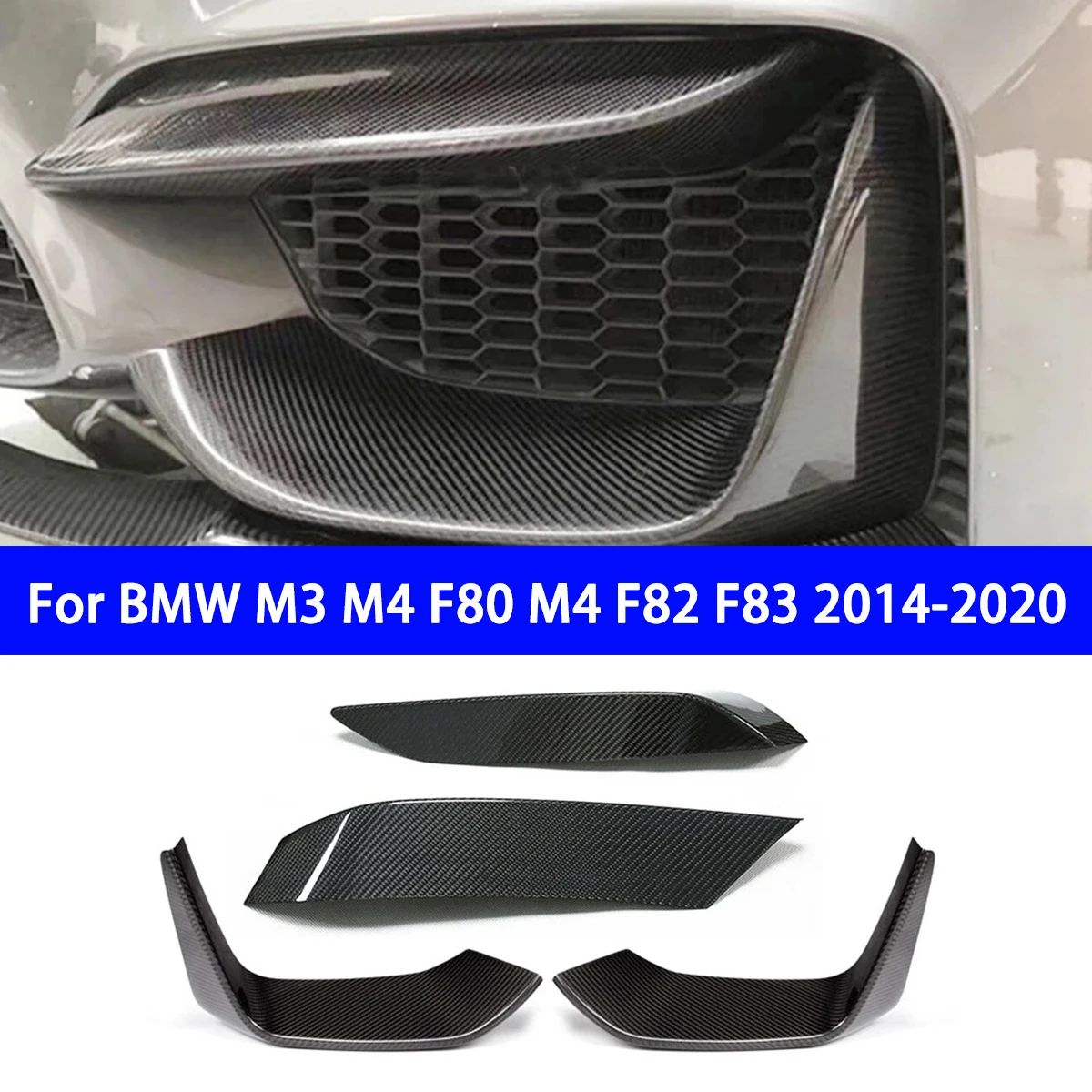 For BMW M3 M4 F80 M4 F82 F83 2014-2020 Carbon Fiber Wrap Angle Dry Carbon Front Wrap Angle Front Bumper Corner Protection