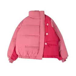 Women's Pink Parka Jacket Coat Long Sleeve Thicken Harajuku Korean 2000s Warm Turtleneck Padded Jacket Vintage Winter Clothing