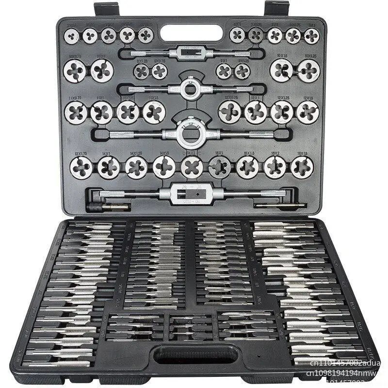

Metric 110Pcs Tap and Die Set High Speed Steel Titanium Tap and Die Combination Set for Cutting External & Internal Threads
