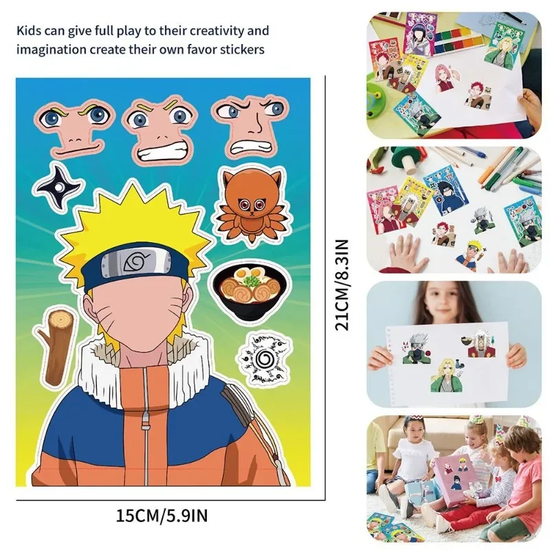 Naruto Uzumaki Naruto Hatake Kakashi stickers high-quality anime cartoon prints DIY face-swap decorative stickers for students