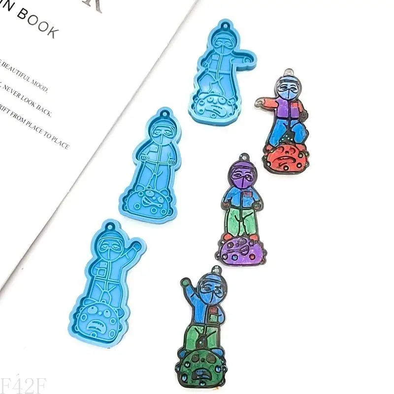 人形のF42Fシリコンキーチェーン金型エポキシ樹脂鋳造金型DIYキーチェーン装飾用のシリコンキーチェーンペンダントカビ