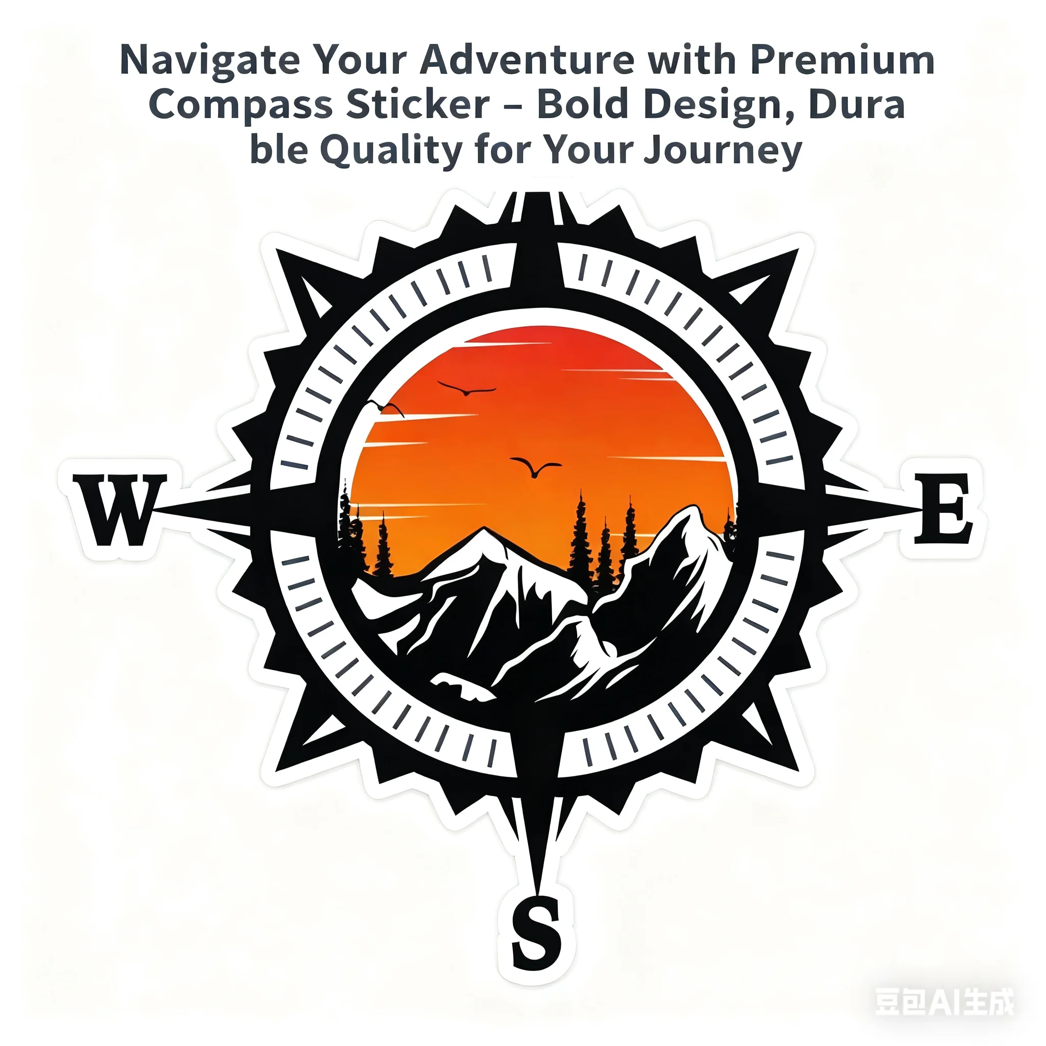 

Mountain Sunset Compass Car Sticker – Fuel Your European Road Trips & Countryside Drives with Bold Style & Outdoor Passion