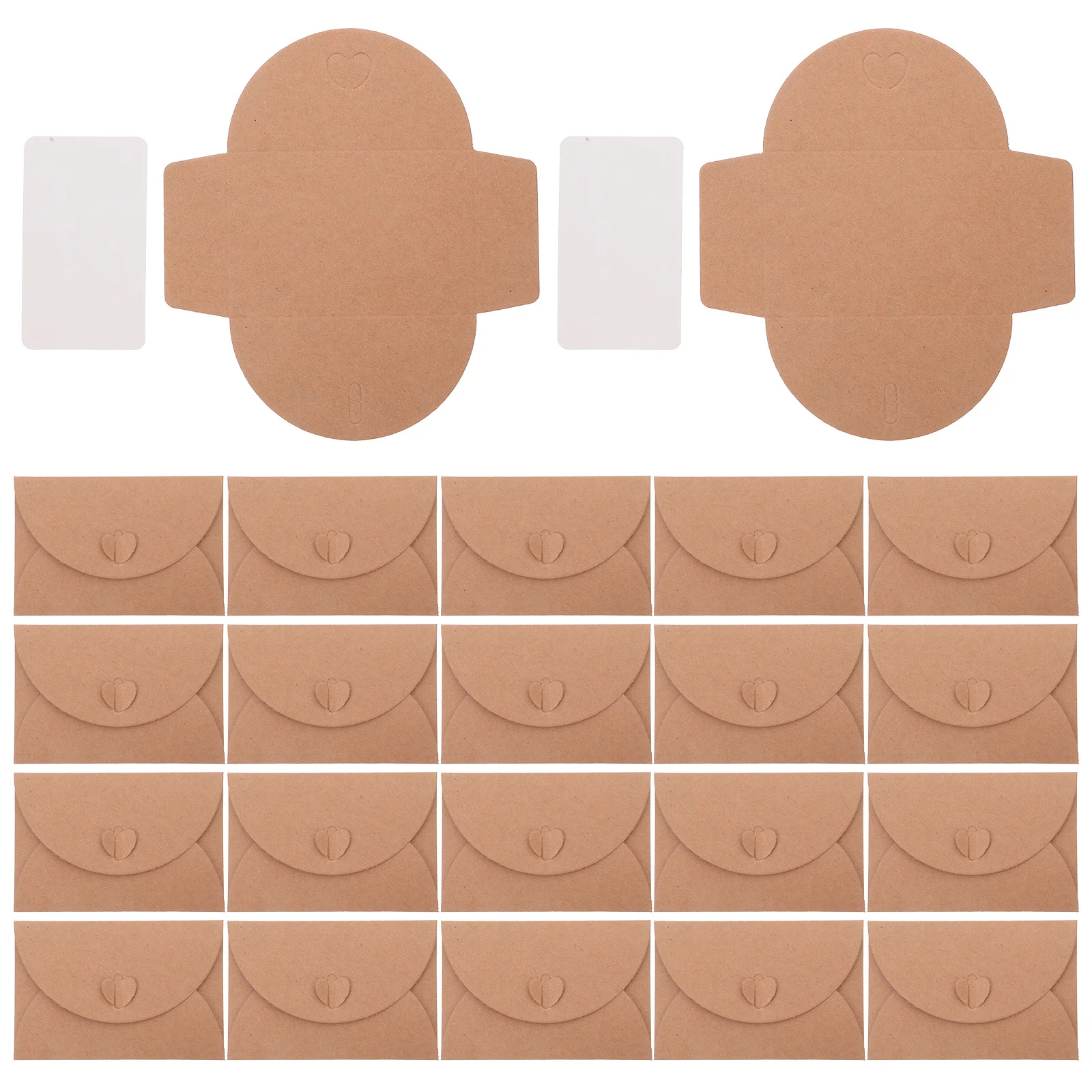 40Sets Mini Vintage Kraft Paper Envelopes Heart Clasp Blank Cards Wedding Invitations Party Favor Notes Mailing Envelopes