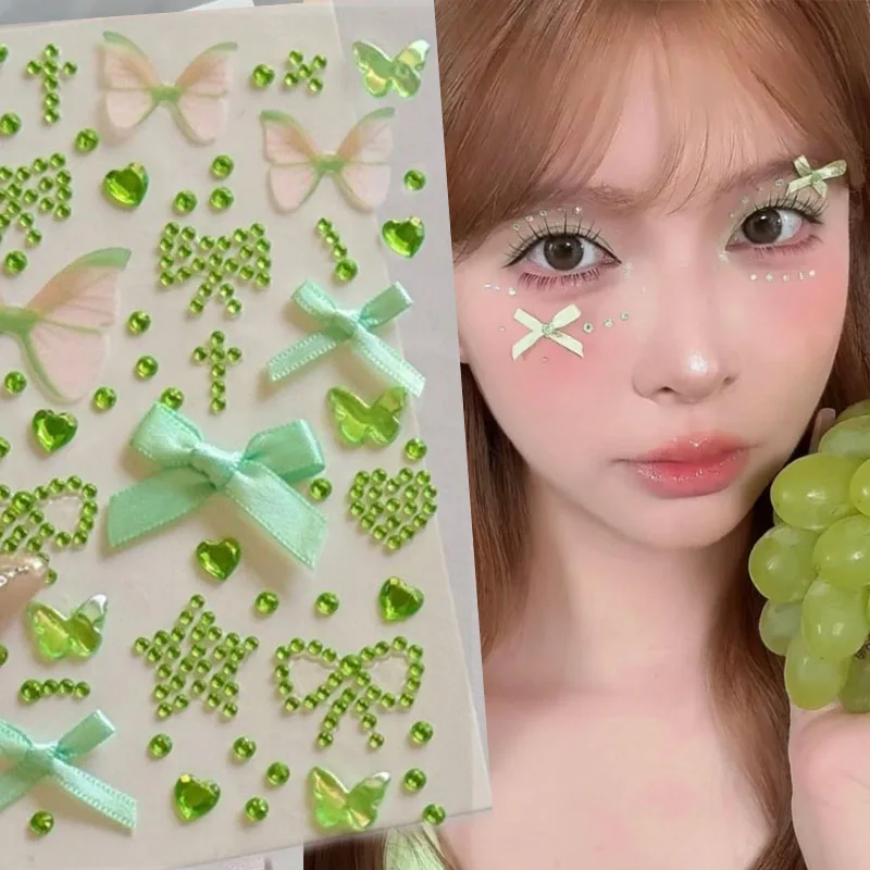 

Красочные бабочки и кристаллы, наклейки для лица, алмазная лента, бант, временная татуировка, наклейка, водостойкие тени для век, макияж для тела, фестиваля