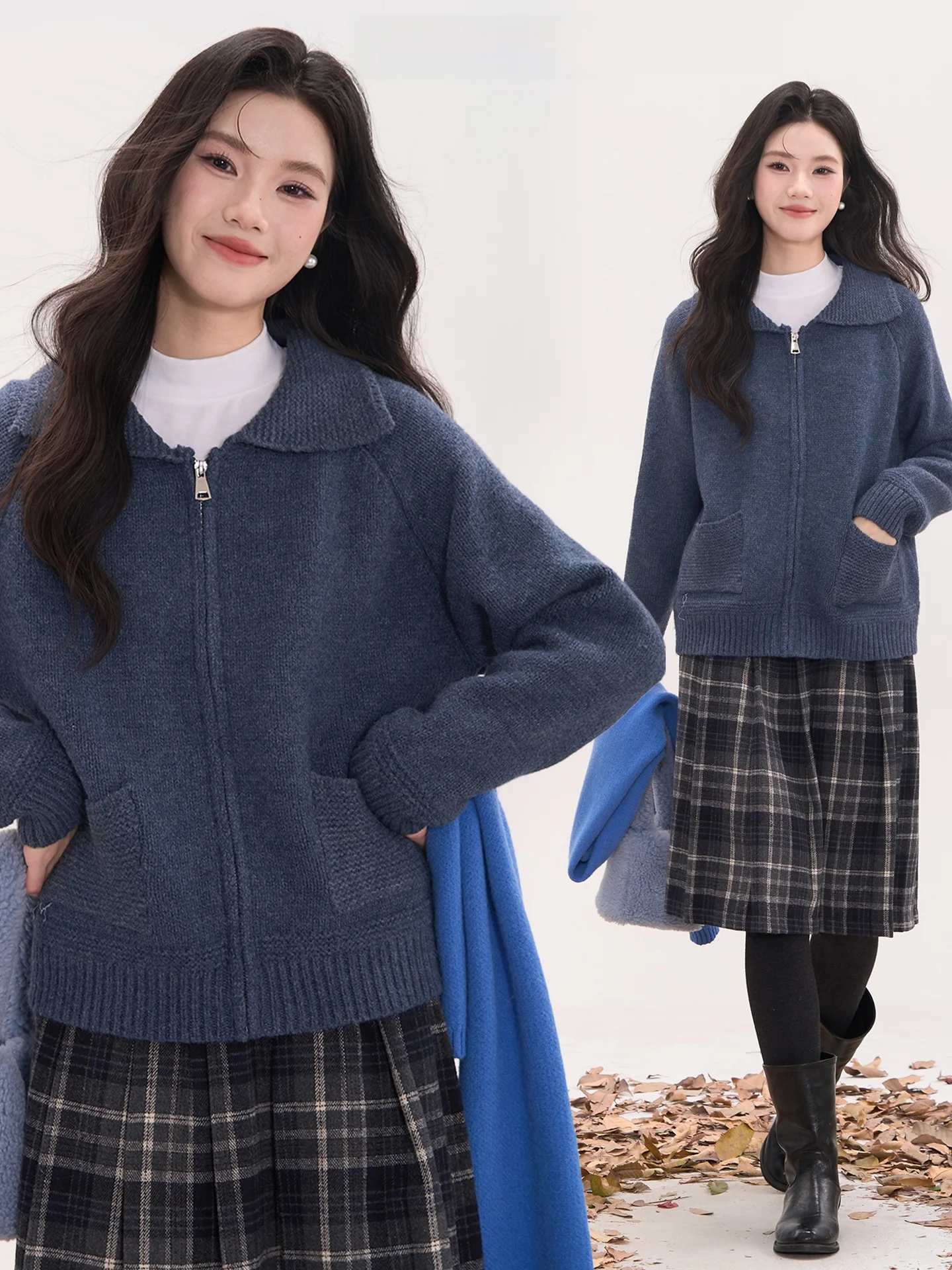 

Вязаный шерстяной кардиган Heme 6 с карманами, повседневный, осенне-зимний, женский, свободного кроя, с длинными рукавами, на молнии