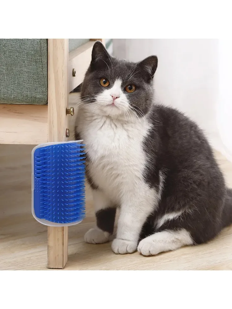Cat Corner Brush Comb Massager for Cat Arch Plastic Scratcher Remove Hair Comb Grooming with Catnip Cat Self Cleaning Cat Supply — zdjęcie 2