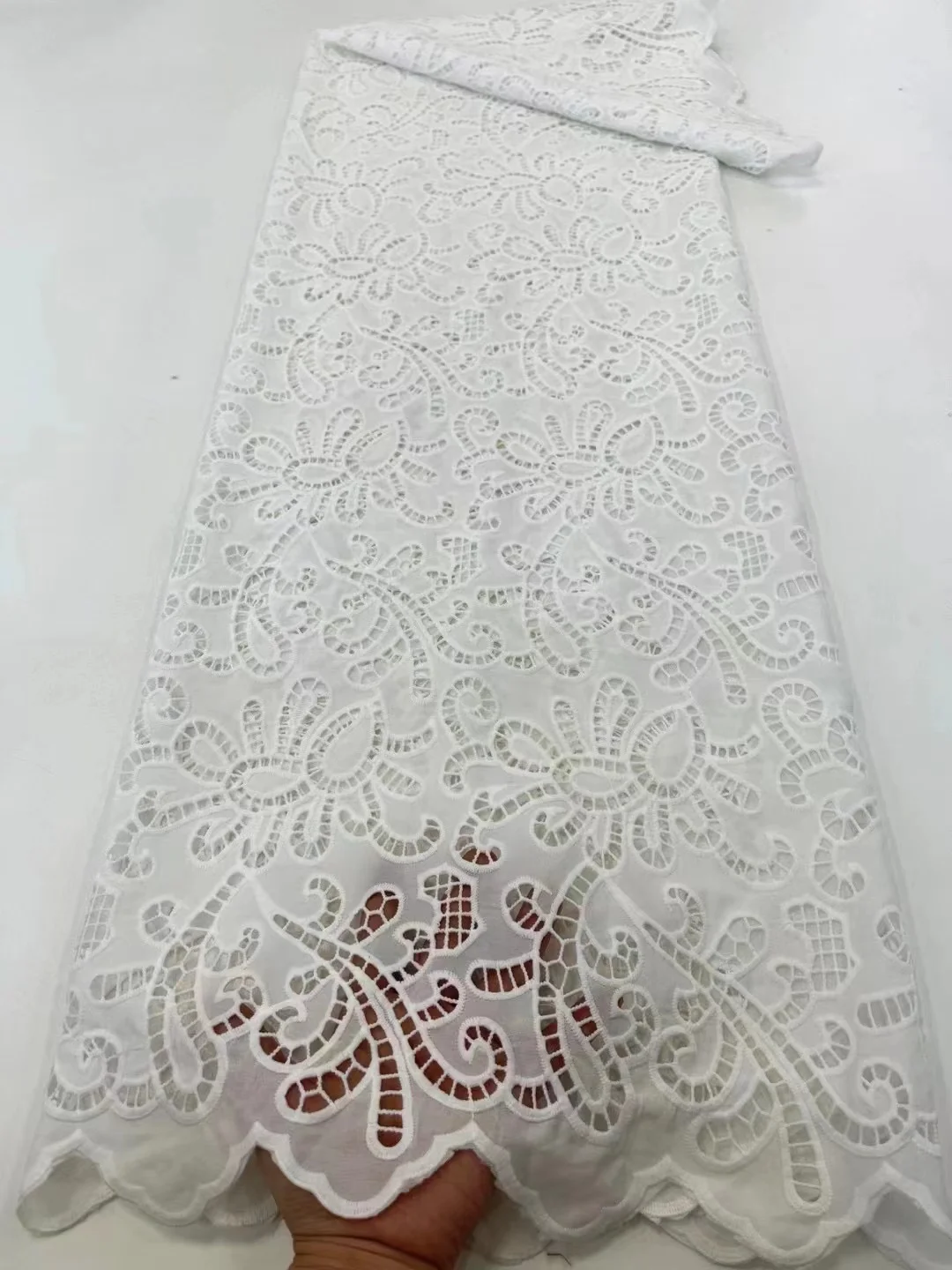 

New Arrival African Guipure Cord Lace Fabric 2023 High Quality White Nigerian Water Soluble Lace For Wedding Party Sewing QF1435