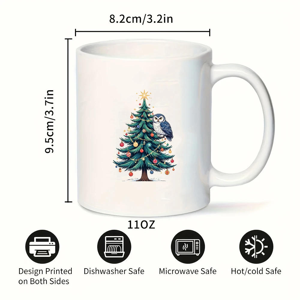 أكواب 11 أونصة + أكواب بتصميم شجرة عيد الميلاد الكرتونية هدية عيد الميلاد للأطفال، مجموعة أكواب قهوة للمكتب العائلي #3