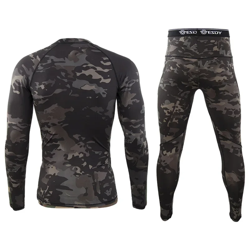 Outdoor Function Underwear Spring Autumn Thin Tight Stretch Camouflage Training Underwear Men Fitness Running Exercise Suits