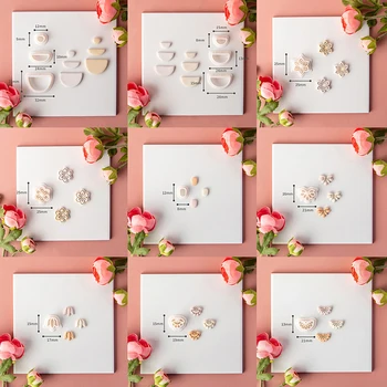 기하학적 모양 엠보싱 클레이 몰드 소프트 도자기 귀걸이, 폴리머 클레이 커터, DIY 세라믹 꽃 보석 펜던트 제작 도구